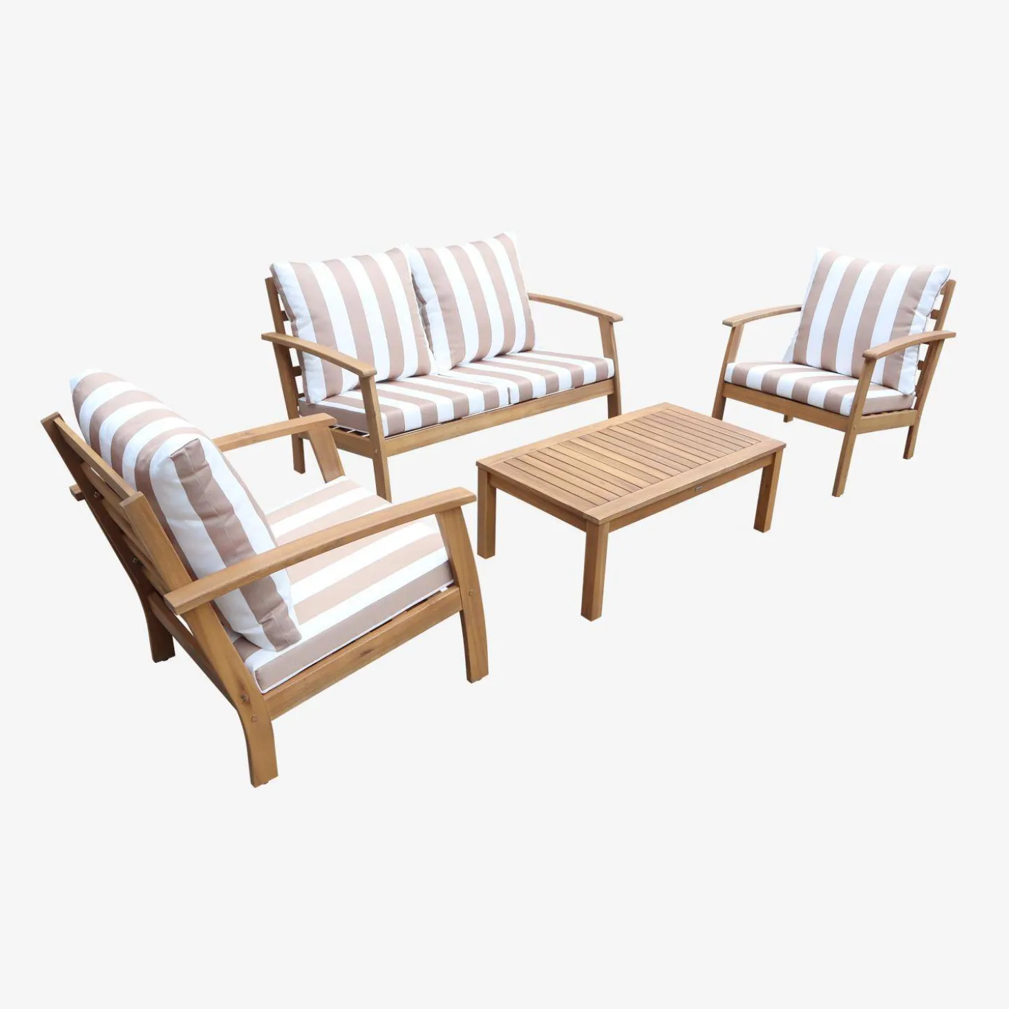 Conjunto de jardín de madera, 4 plazas