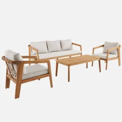 Conjunto de jardín de madera de acacia, 5 plazas