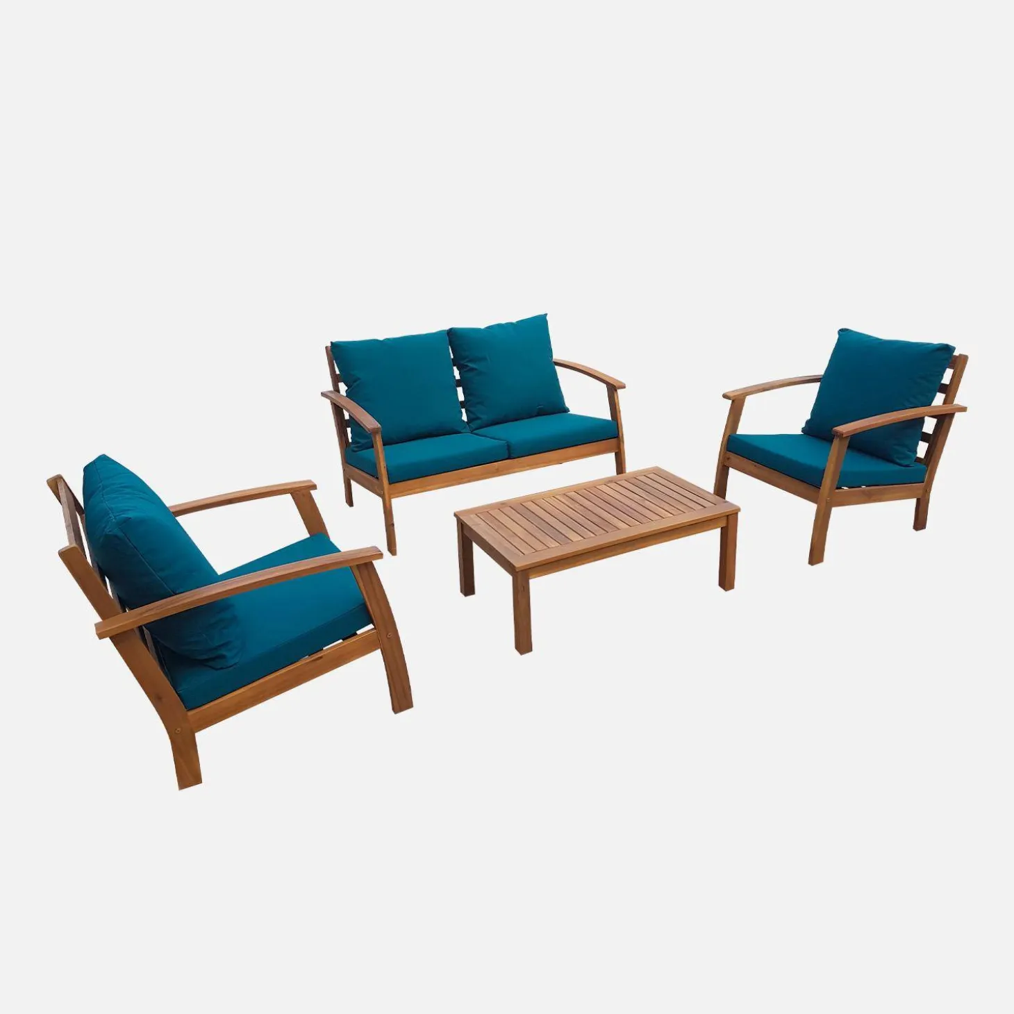 Conjunto de jardín de madera, 4 plazas