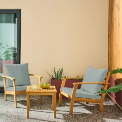Conjunto de jardín de madera de acacia, 2 plazas