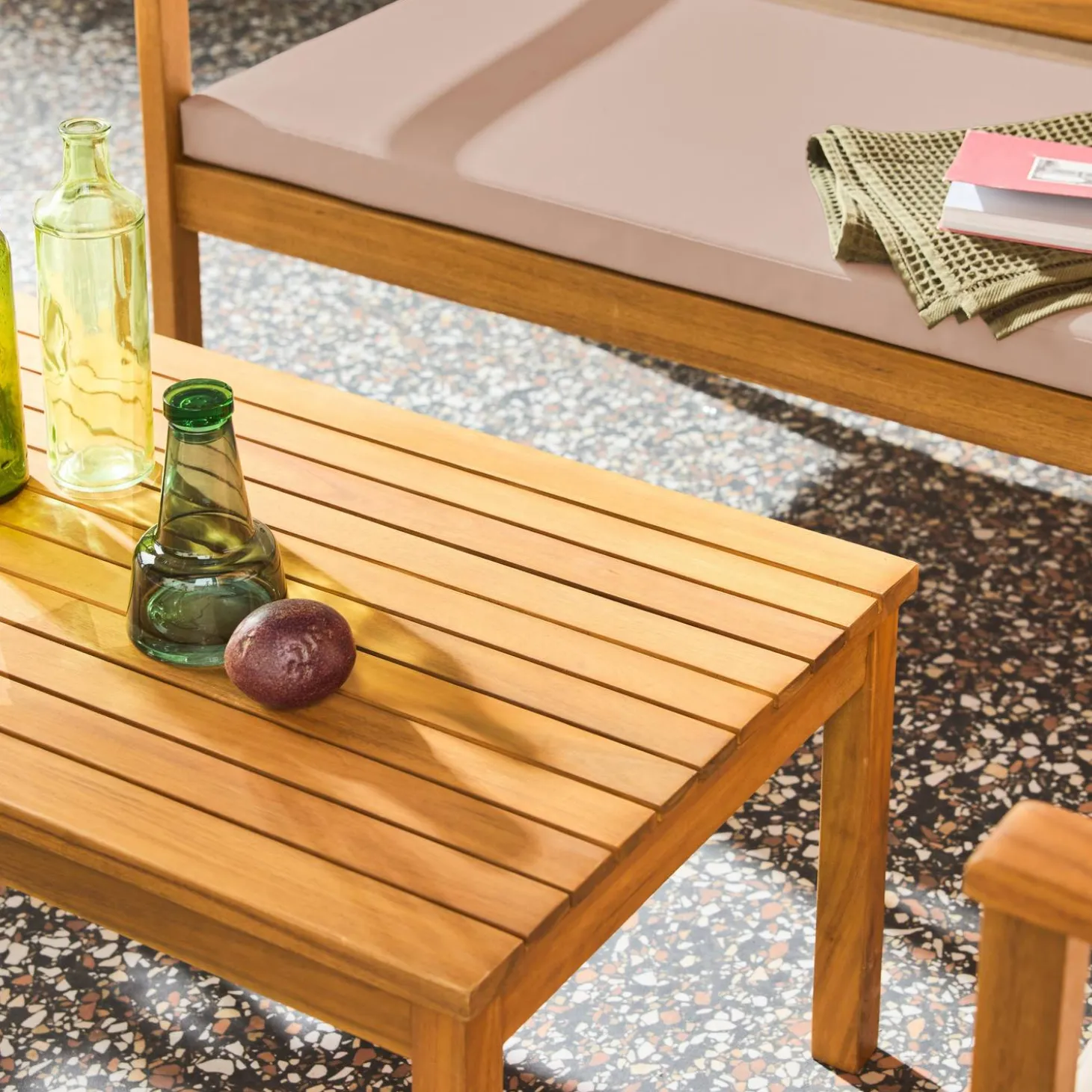 Conjunto de jardín de madera de acacia, 4 plazas