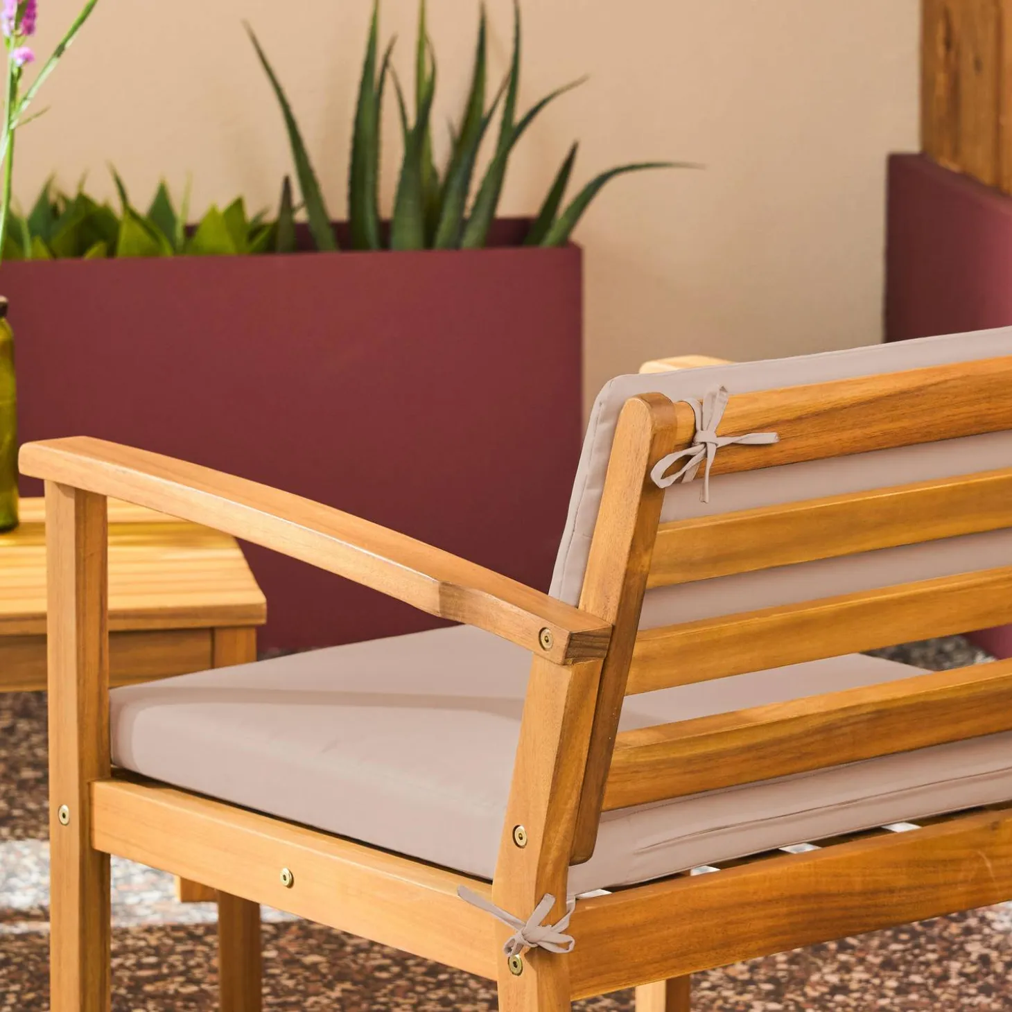 Conjunto de jardín de madera de acacia, 4 plazas
