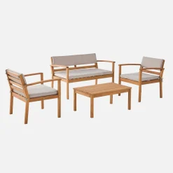 Conjunto de jardín de madera de acacia, 4 plazas
