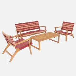 Conjunto de jardín de madera de acacia y resina, 4 plazas