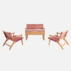 Conjunto de jardín de madera de acacia y resina, 4 plazas