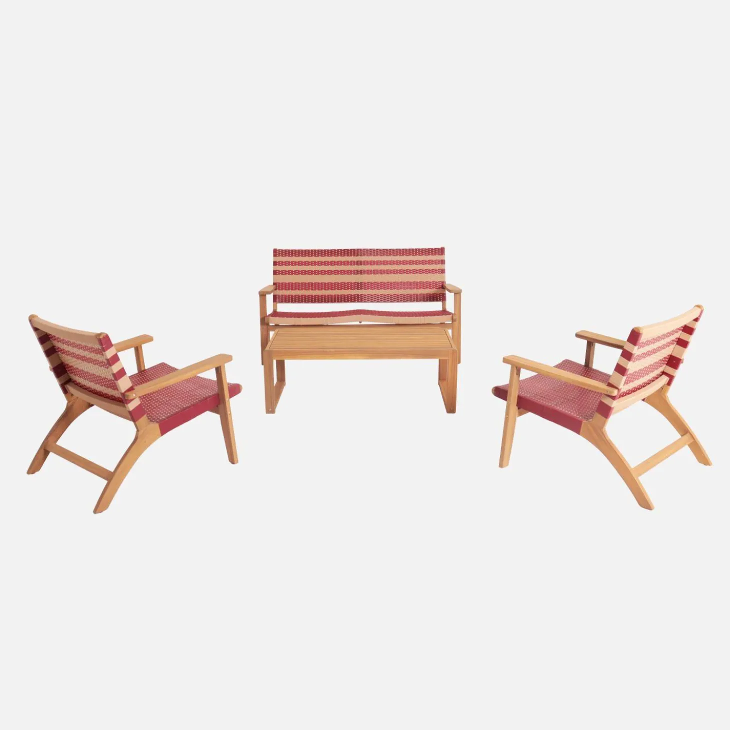 Conjunto de jardín de madera de acacia y resina, 4 plazas