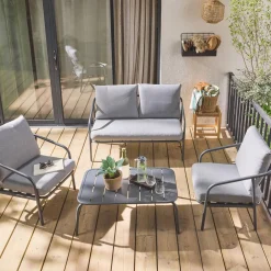 Conjunto de jardín de metal, 4 plazas