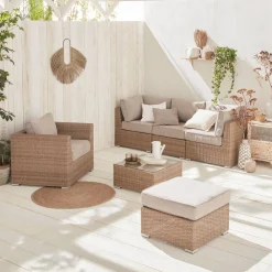 Conjunto de jardín de resina tejida, 5 plazas