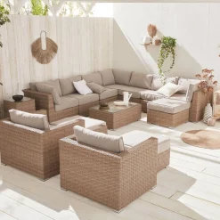Conjunto de jardín de resina tejida, 12 a 14 plazas
