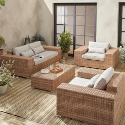 Conjunto de jardín de resina extra grande, 4 plazas