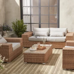 Conjunto de jardín de resina extra grande, 4 plazas