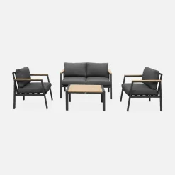 Conjunto de jardín en aluminio y polywood, 4 plazas