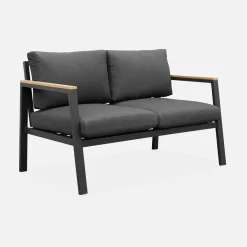 Conjunto de jardín en aluminio y polywood, 4 plazas