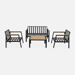 Conjunto de jardín en aluminio y polywood, 4 plazas