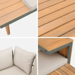 Conjunto de jardín en aluminio y en madera de acacia, 4 plazas