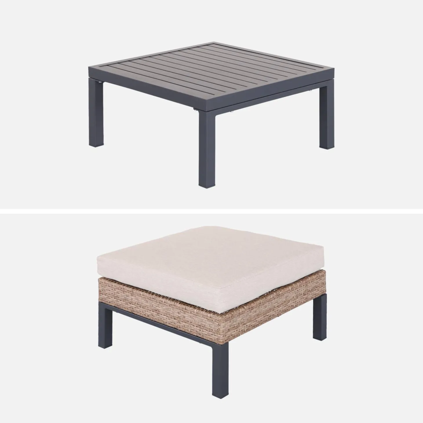 Conjunto de jardín en aluminio y resina, 5 plazas