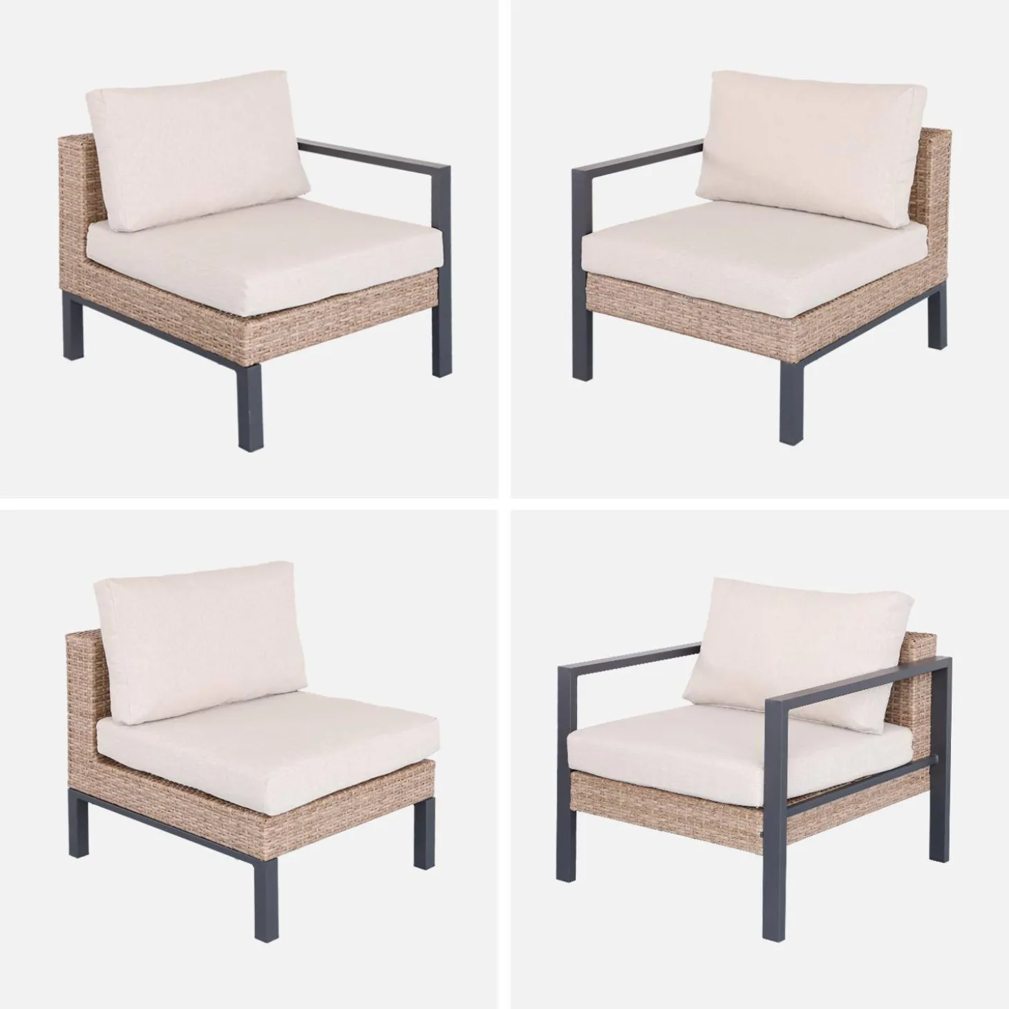 Conjunto de jardín en aluminio y resina, 5 plazas