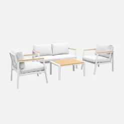 Conjunto de jardín en aluminio y polywood, 4 plazas