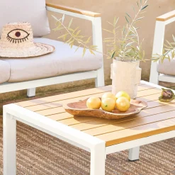 Conjunto de jardín en aluminio y polywood, 4 plazas