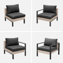 Conjunto de jardín en aluminio y resina, 5 plazas