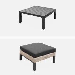 Conjunto de jardín en aluminio y resina, 5 plazas