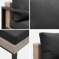 Conjunto de jardín en aluminio y resina, 5 plazas