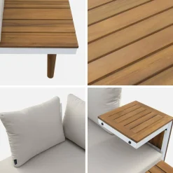 Conjunto de jardín en aluminio y en madera de acacia, 4 plazas