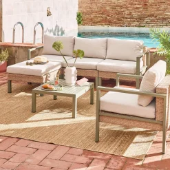 Conjunto de jardín en aluminio y resina, 5 plazas
