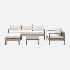 Conjunto de jardín en aluminio y resina, 5 plazas