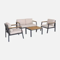 Conjunto de jardín en aluminio y polywood, 4 plazas