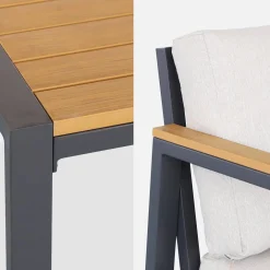 Conjunto de jardín en aluminio y polywood, 4 plazas