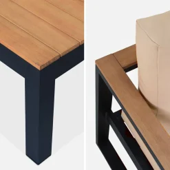 Conjunto de jardín en madera y aluminio, 5 plazas