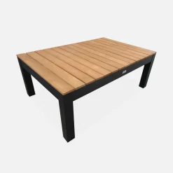 Conjunto de jardín en madera y aluminio, 5 plazas
