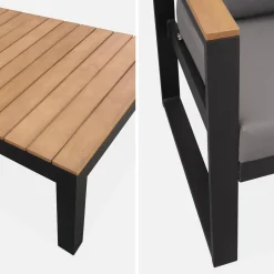 Conjunto de jardín en madera y aluminio, 5 plazas