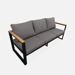 Conjunto de jardín en madera y aluminio, 5 plazas