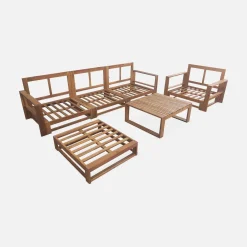 Conjunto de jardín en madera, 5 plazas