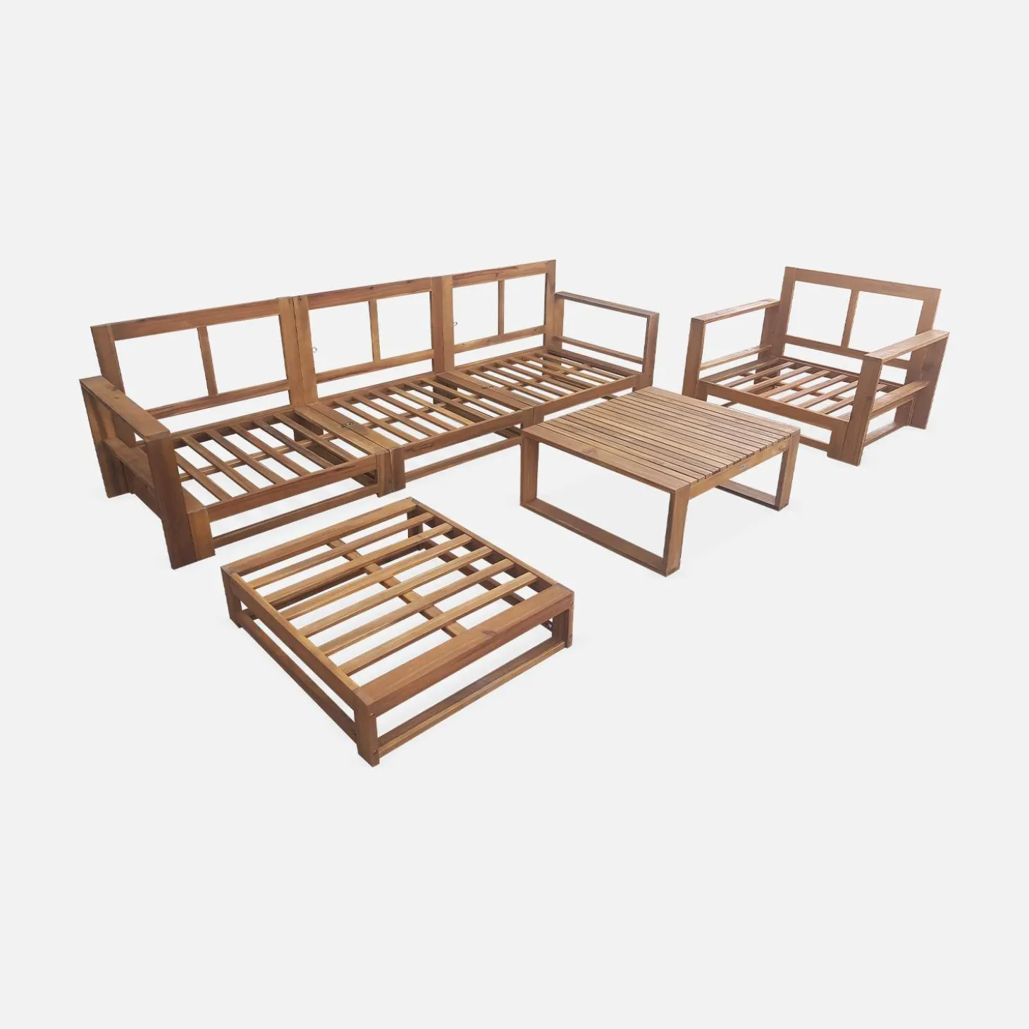 Conjunto de jardín en madera, 5 plazas