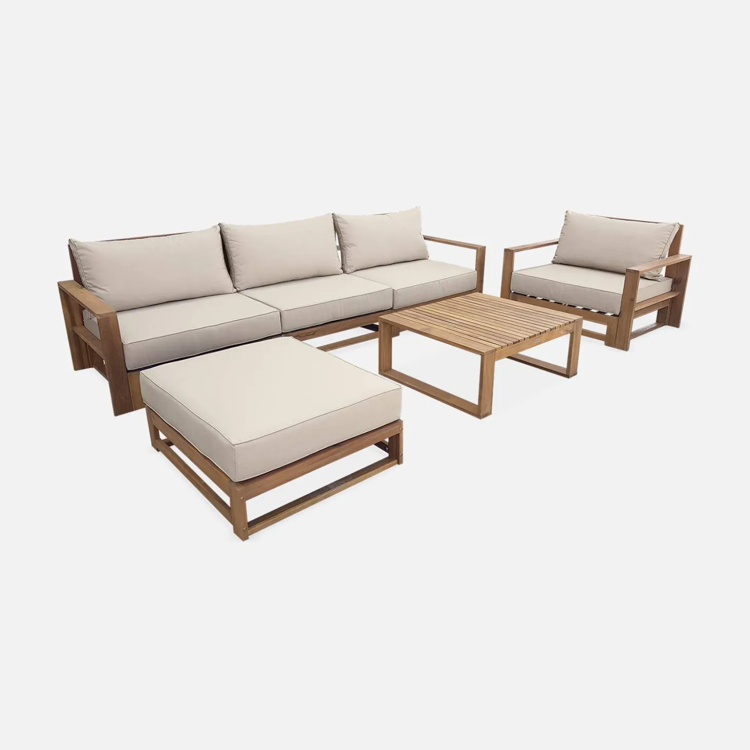 Conjunto de jardín en madera, 5 plazas
