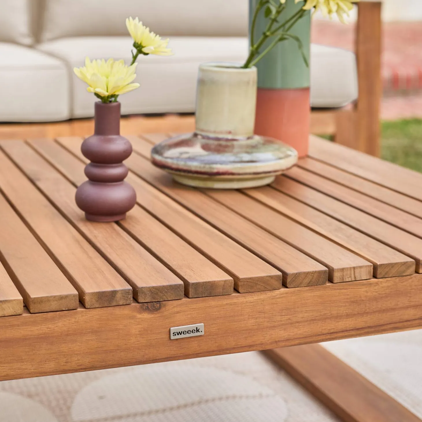 Conjunto de jardín en madera, 5 plazas