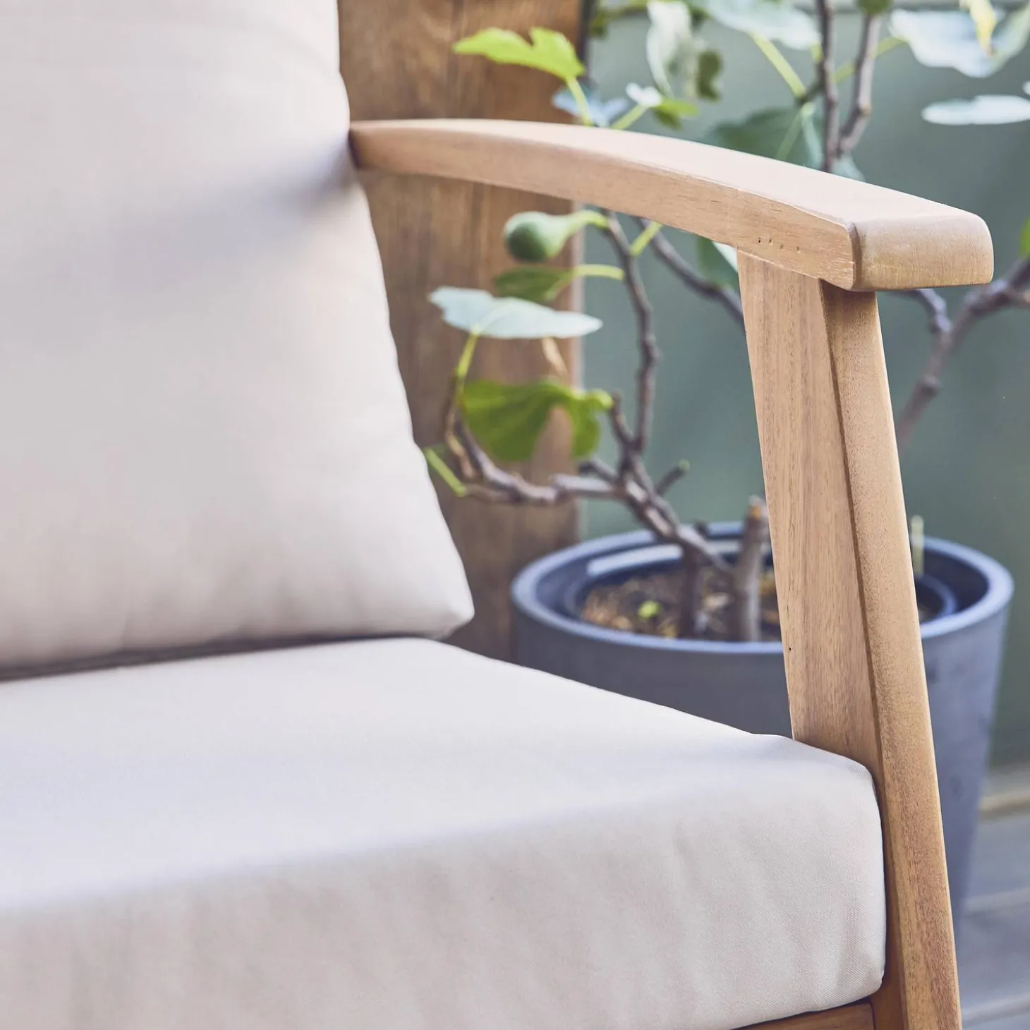 Conjunto de jardín en madera de acacia, 5 plazas