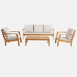 Conjunto de jardín en madera de acacia, 5 plazas