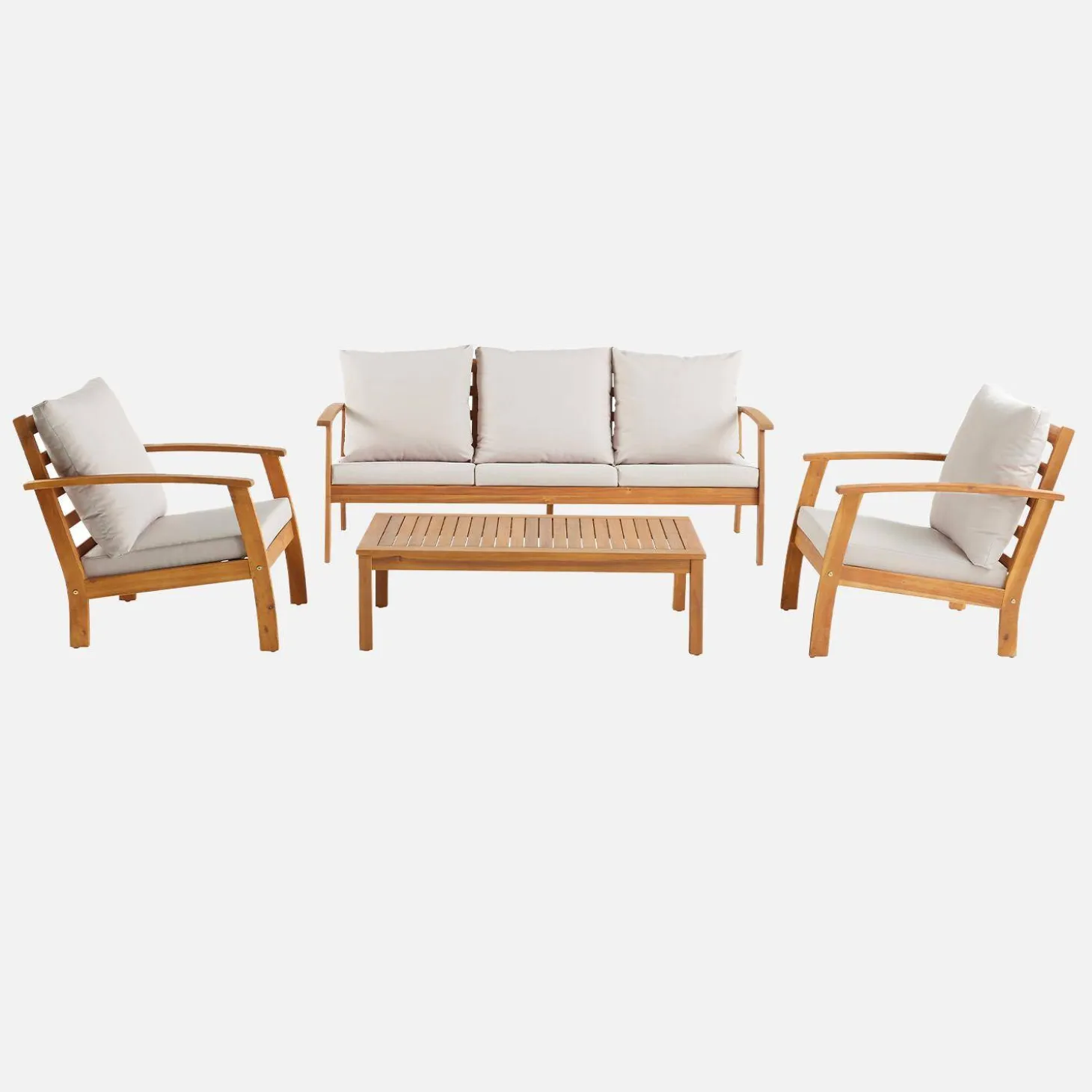 Conjunto de jardín en madera de acacia, 5 plazas