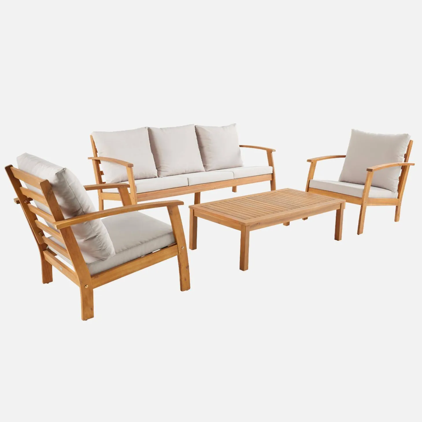 Conjunto de jardín en madera de acacia, 5 plazas