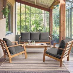 Conjunto de jardín en madera de acacia, 5 plazas