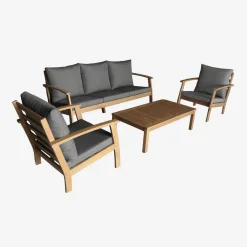 Conjunto de jardín en madera de acacia, 5 plazas