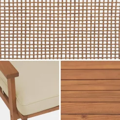 Conjunto de jardín en madera y caña cuadrada, 4 plazas