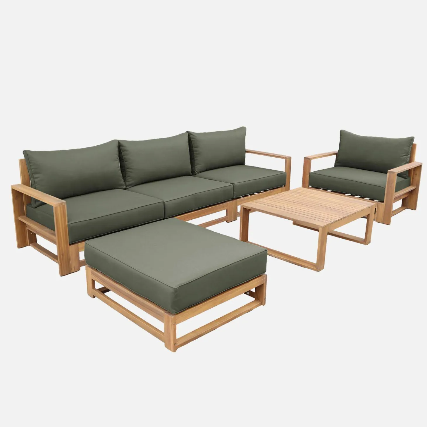 Conjunto de jardín en madera, 5 plazas