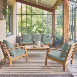 Conjunto de jardín en madera de acacia, 5 plazas