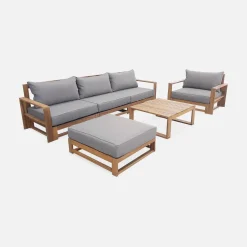 Conjunto de jardín en madera, 5 plazas