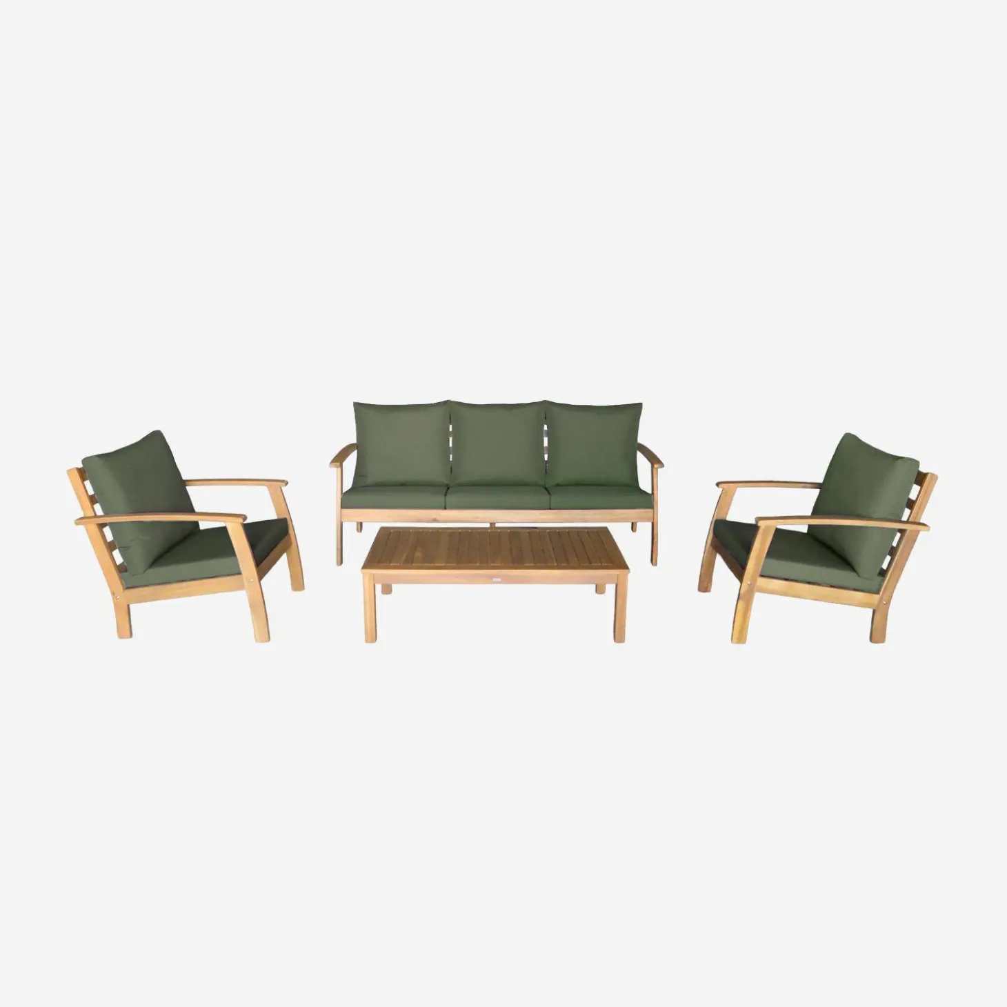 Conjunto de jardín en madera de acacia, 5 plazas